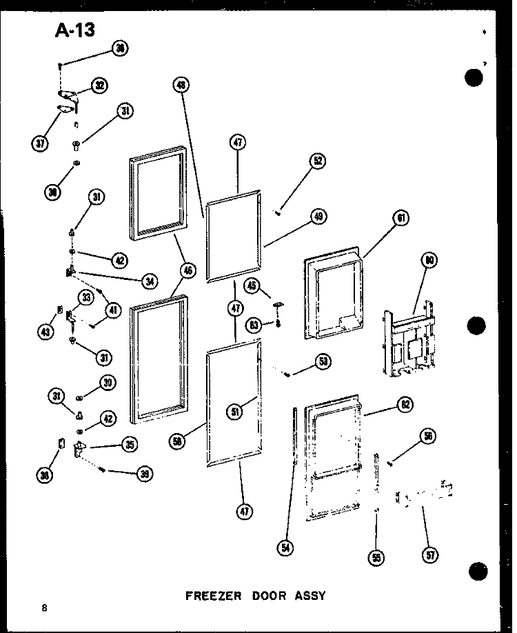 FZ DOOR ASSY Diagram and Parts List for SDI22W P6035032W Amana Refrigerator