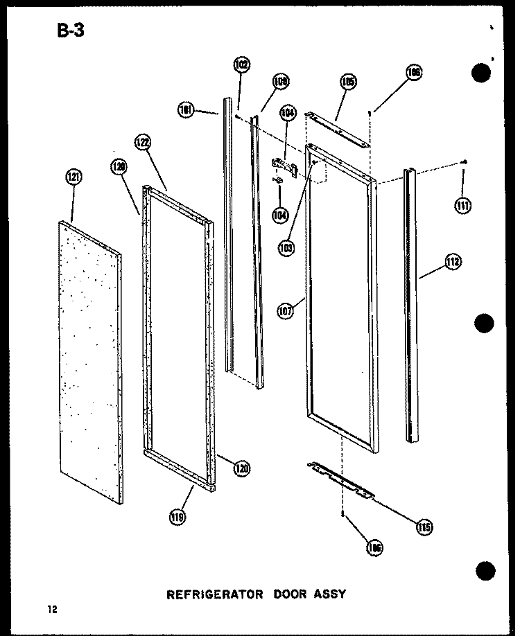 REF DOOR ASSY Diagram and Parts List for SDI22W P6035032W Amana Refrigerator