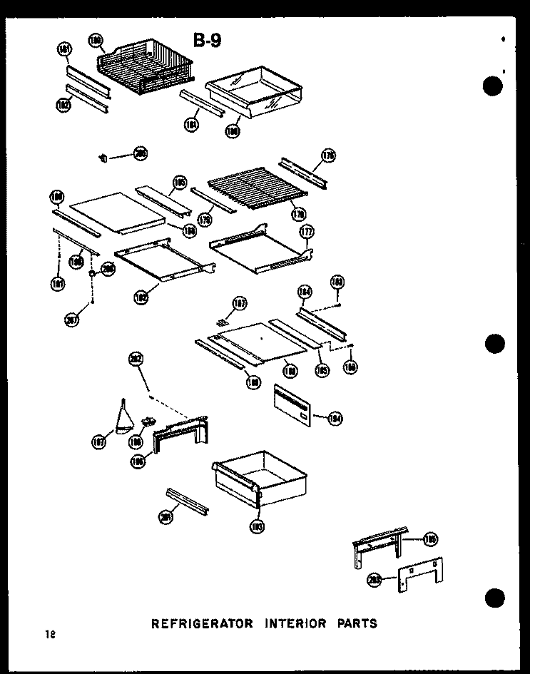 REF INTERIOR PARTS Diagram and Parts List for SDI22W P6035032W Amana Refrigerator