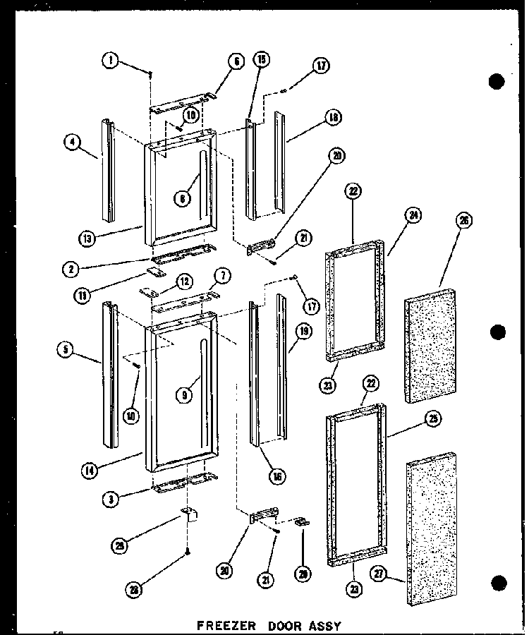 Freezer Door Assy Diagram and Parts List for SDI22N-C-P60201-65WC  Amana Refrigerator