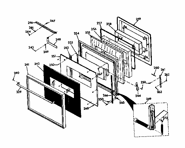 Upper Black Glass Door Diagram and Parts List for 8504277791  Kenmore Range