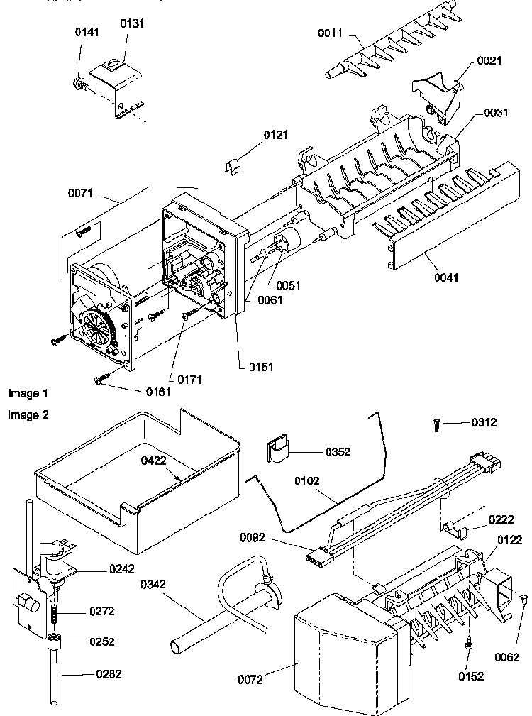 Ice Maker Assy & Parts Diagram and Parts List for BX21TW-P1196512WW  Amana Refrigerator