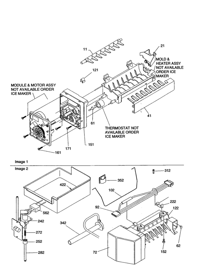 Icemaker Diagram and Parts List for BX21V2E-P1325031WB  Amana Refrigerator