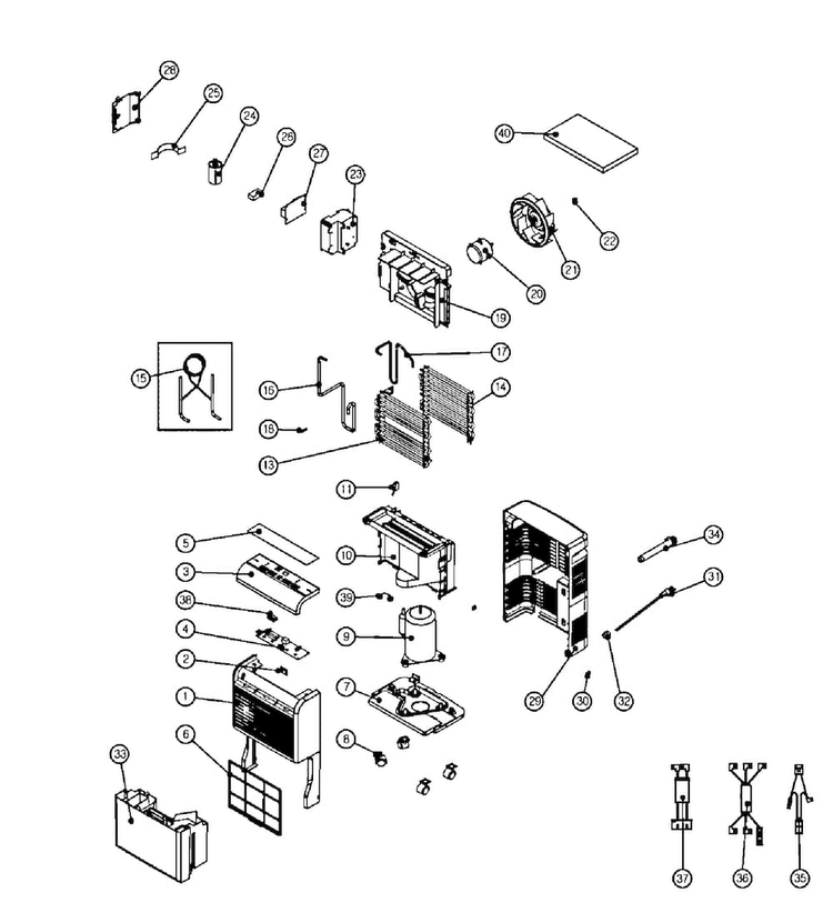 Dehumidifier Diagram and Parts List for 25150501012  Kenmore Dehumidifier