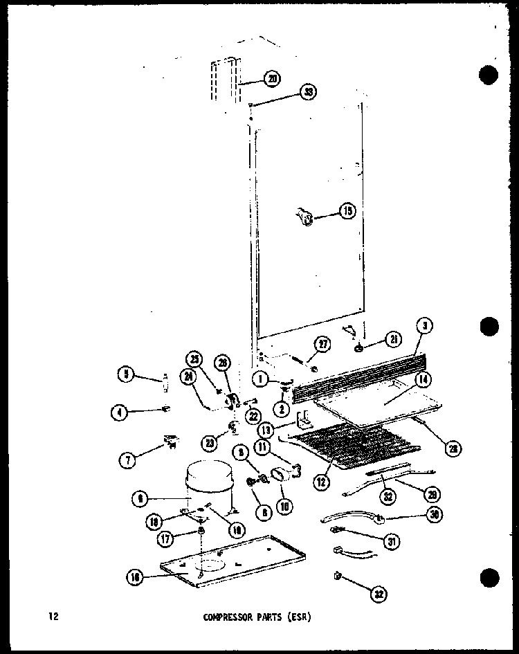 Compressor Parts Diagram and Parts List for ESR16A-A-P60303-45WA  Amana Refrigerator