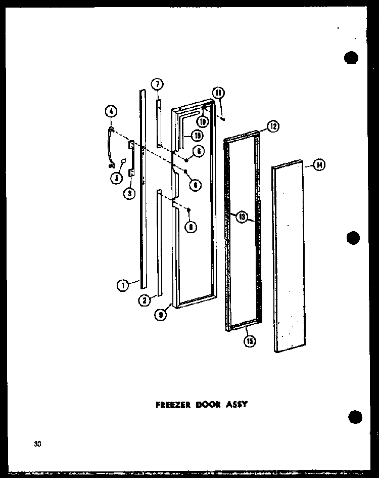 Freezer Door Assy Diagram and Parts List for ESR17N-A-P60350-52WA  Amana Refrigerator