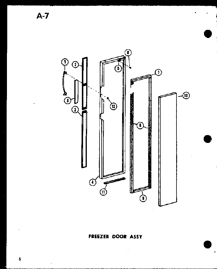 Freezer Door Assy Diagram and Parts List for SR19E-1-G-P74870-22WG  Amana Refrigerator