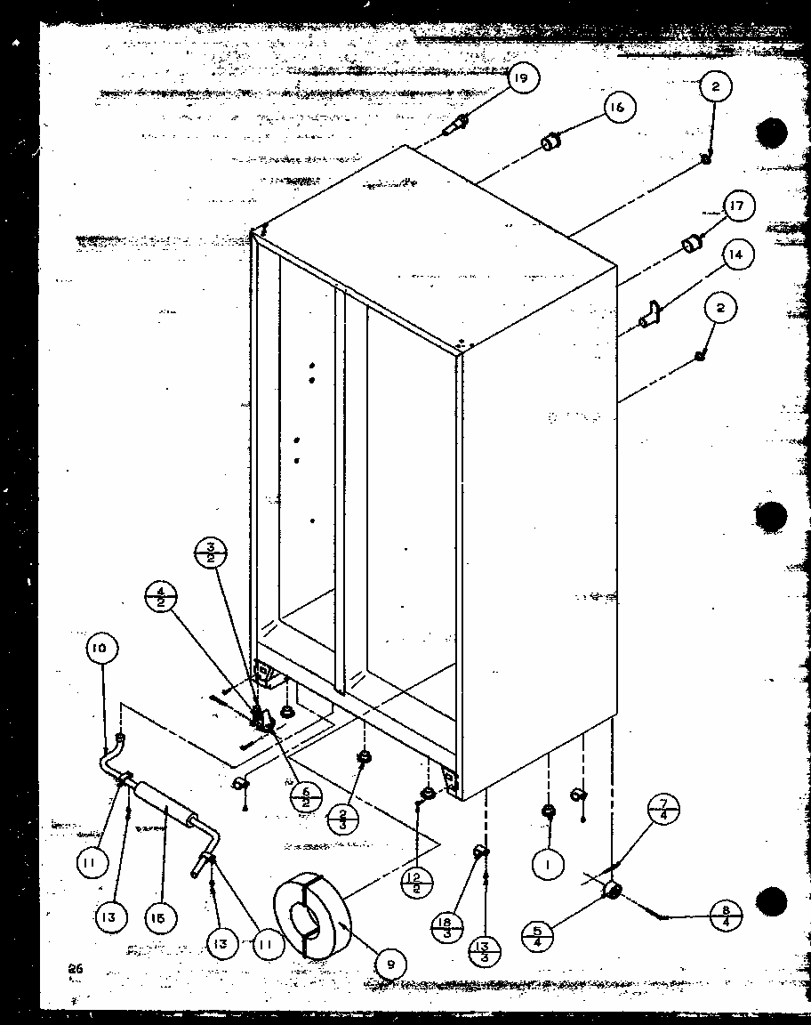 Rollers And Back Unit (sbi20mw/p1120102ww) (sbd20mw/p1120201ww) Diagram and Parts List for SBI20M-P1120202W  Amana Refrigerator