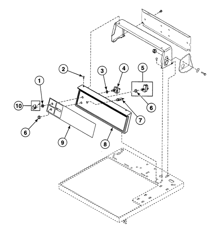 Control Panel Diagram and Parts List for  Speed Queen Dryer