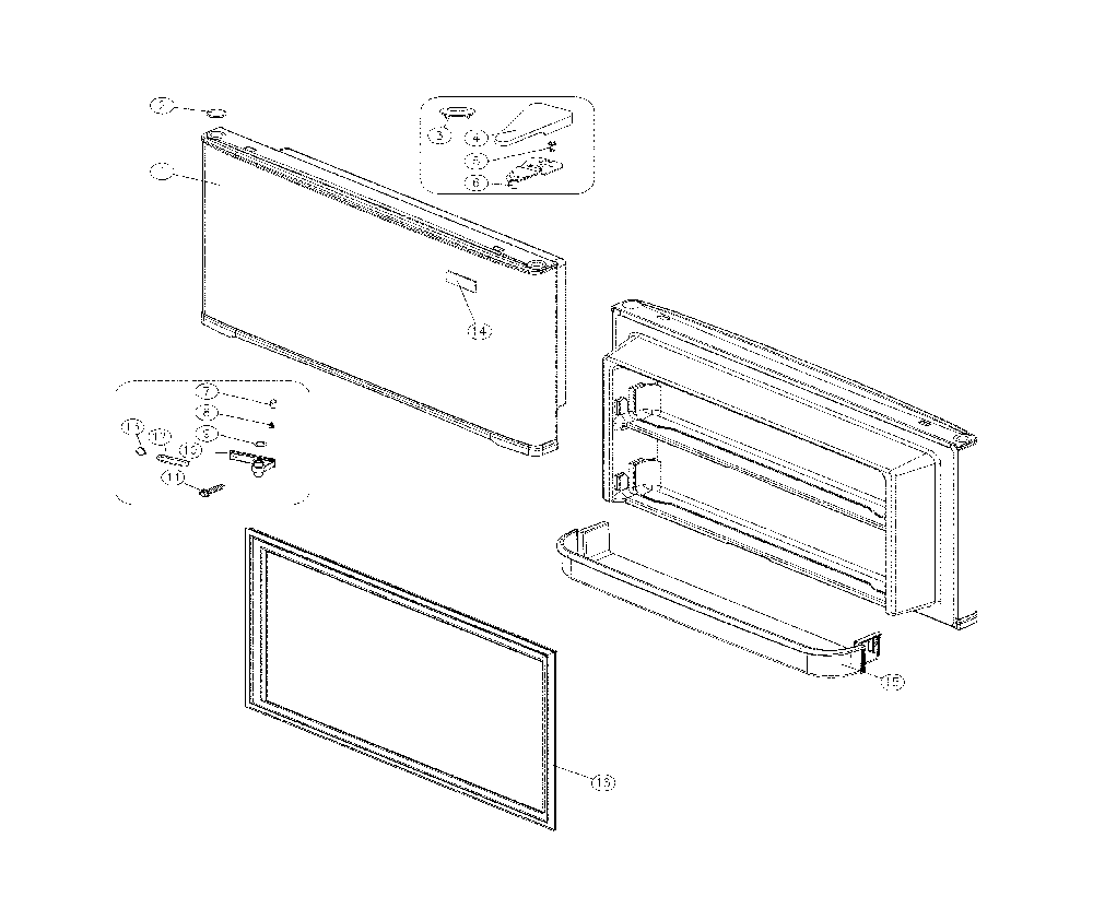 Freezer Door Diagram and Parts List for 11160515911  Kenmore Refrigerator