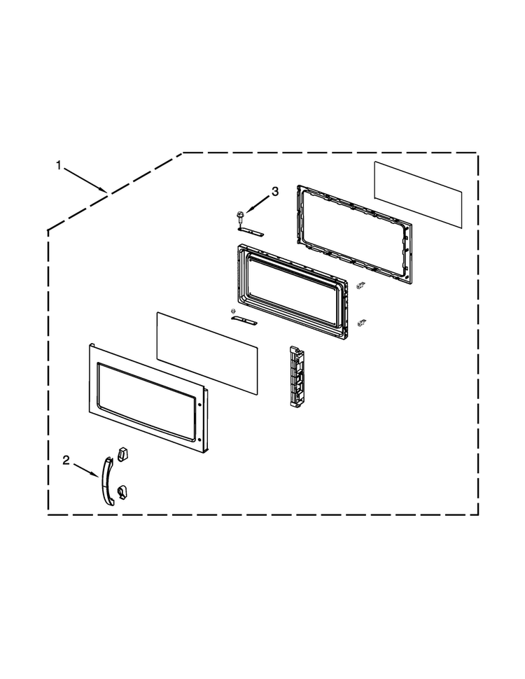 Door Parts Diagram and Parts List for  Maytag Microwave