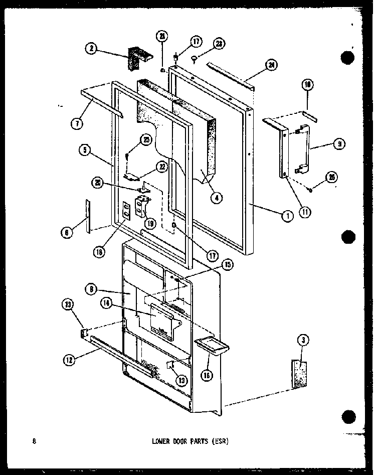 Lower Parts Diagram and Parts List for ESR16A-A-P60303-45WA  Amana Refrigerator