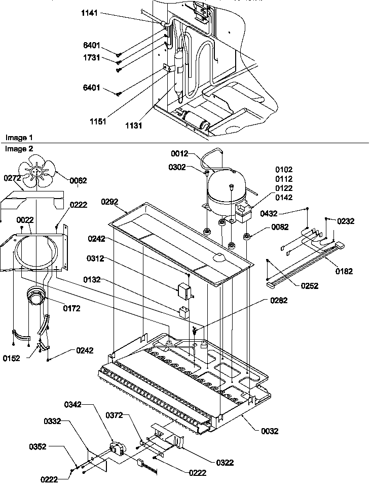 Machine Compartment Assembly Diagram and Parts List for BX20S5W-P1196507WW  Amana Refrigerator