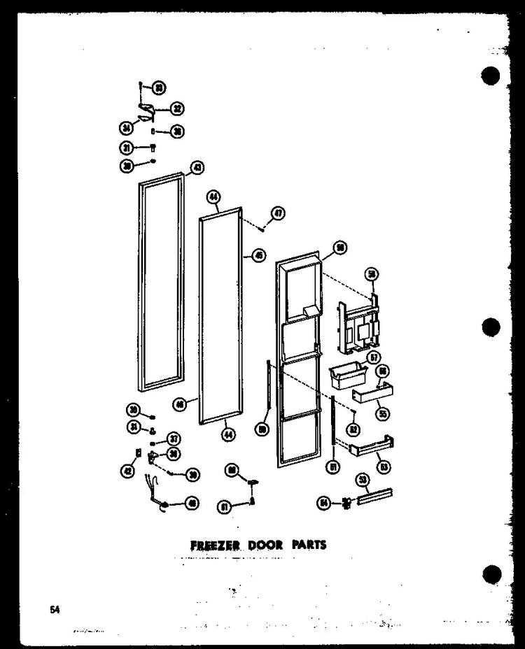 Freezer Door Parts Diagram and Parts List for SD19W-P60340-70W  Amana Refrigerator