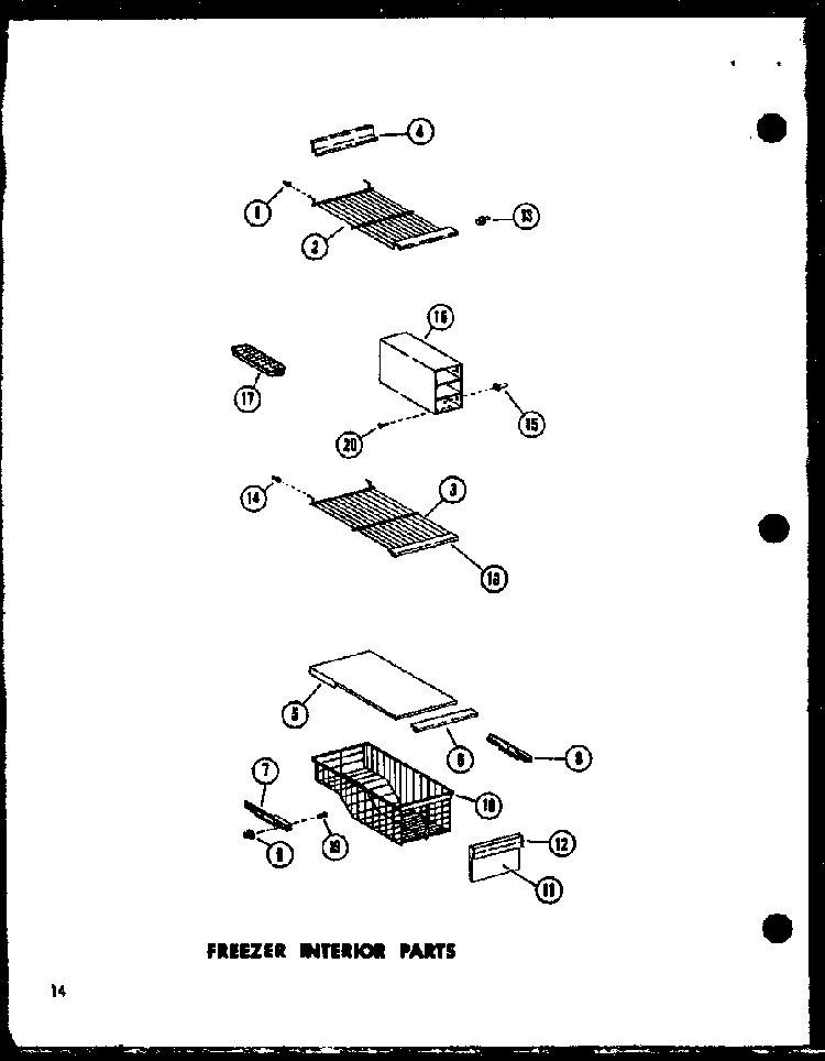 Freezer Interior Parts Diagram and Parts List for SP19E-G-P74870-13WG  Amana Refrigerator