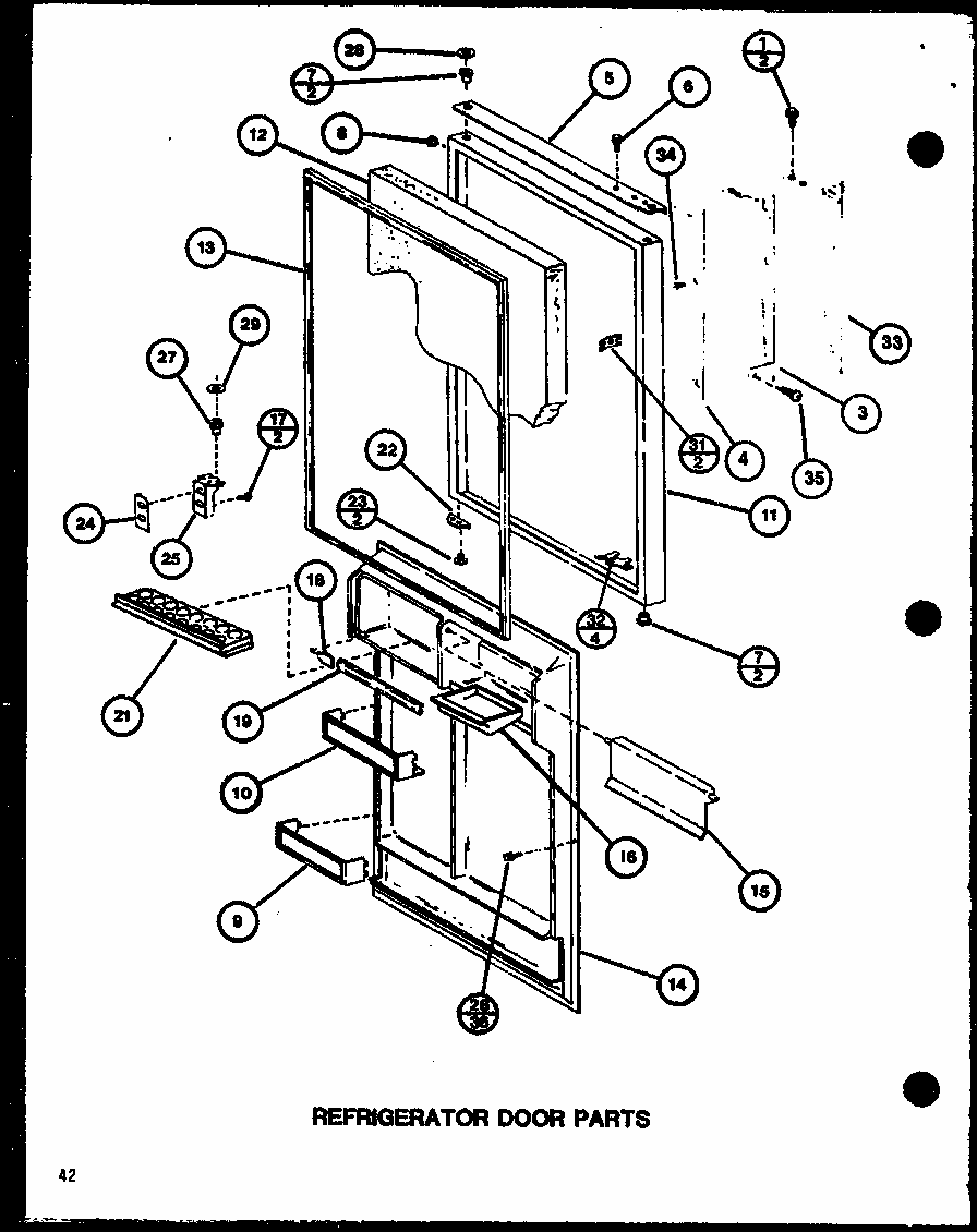 Refrigerator Door Parts (tc20j/p7739010w) Diagram and Parts List for TM20J-P7739008W  Amana Refrigerator