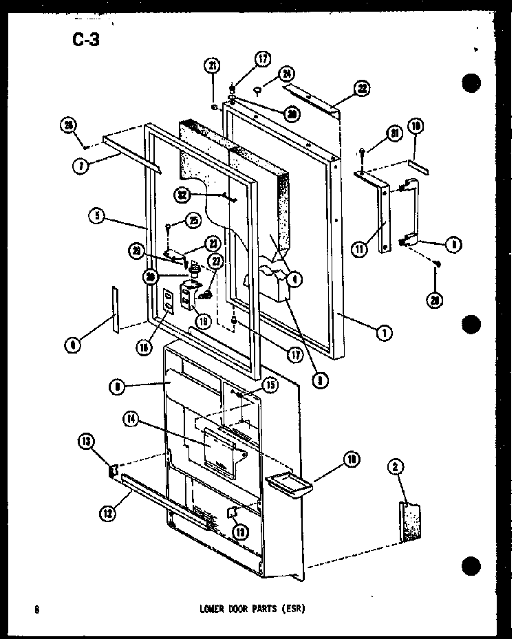 Lower Door Parts Diagram and Parts List for ESR16E-G-P73953-27WG  Amana Refrigerator