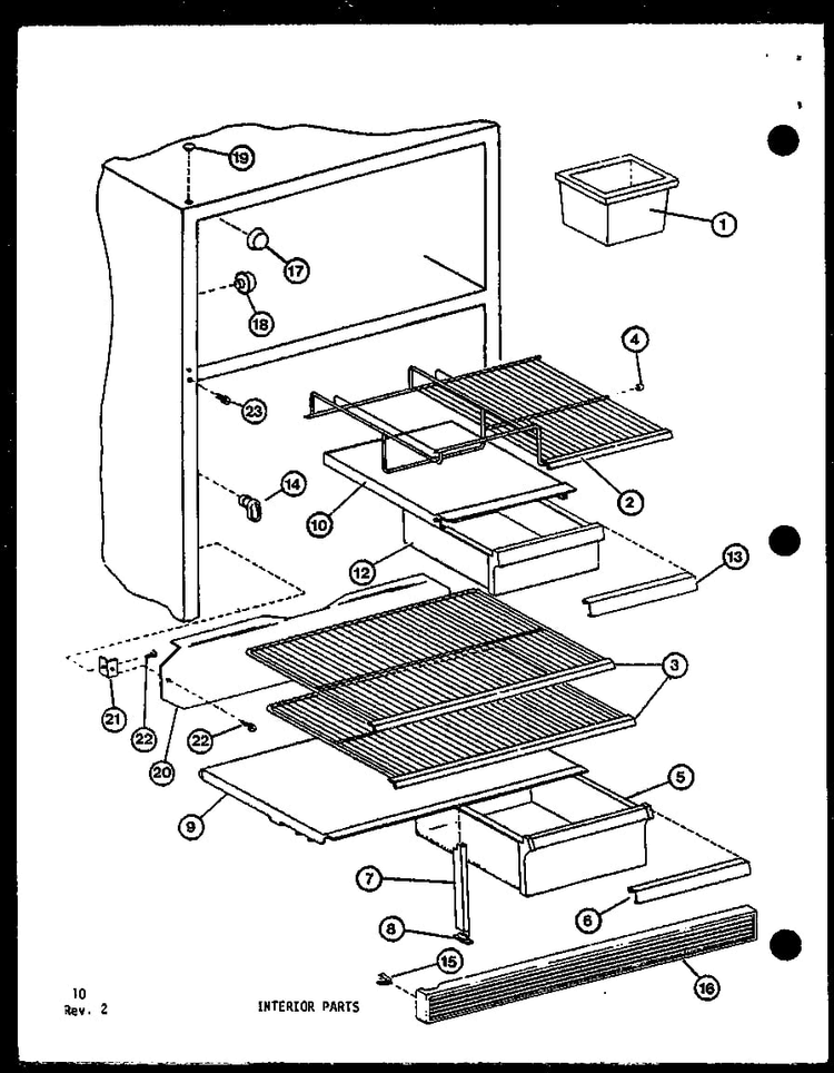 Interior Parts Diagram and Parts List for IC5-2-P36415-6W  Amana Refrigerator