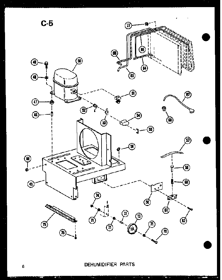 Dehumidifier Parts Diagram and Parts List for DH22-2KO P54341-16R Amana Dehumidifier