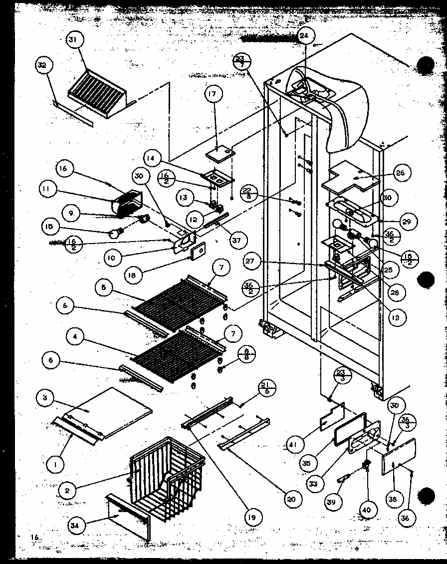 Freezer Shelving And Refrigerator Light (sbd20mw/p1120201ww) Diagram and Parts List for SBI20M-P1120202W  Amana Refrigerator