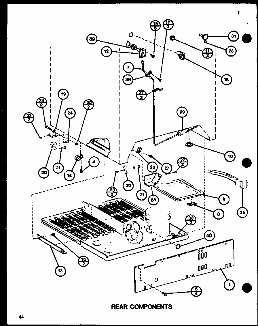 Rear Components (tc22h/p7711034w) (tc22h/p7711035w) Diagram and Parts List for TMI20SPH-P7711031W  Amana Refrigerator
