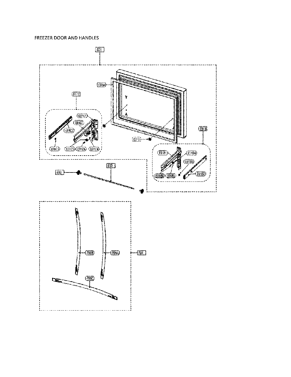 Freezer Door/Handles Diagram and Parts List for 11173302911  Kenmore Refrigerator