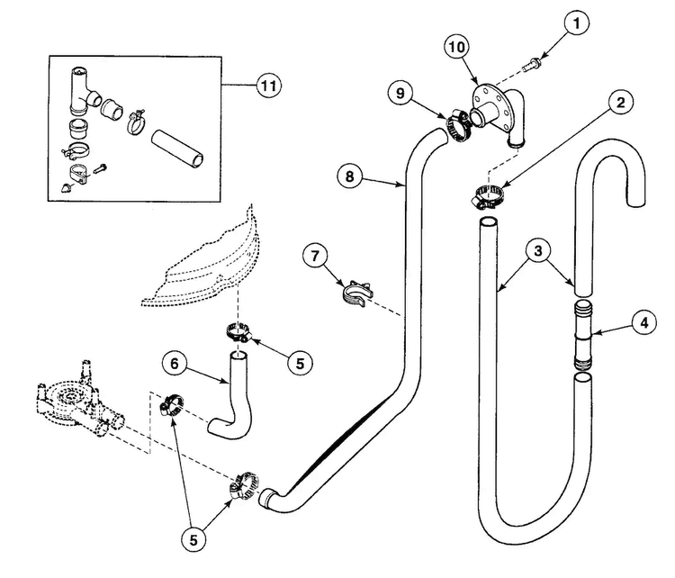 Drain Hoses Diagram and Parts List for SWT621QM1121  Speed Queen Washer