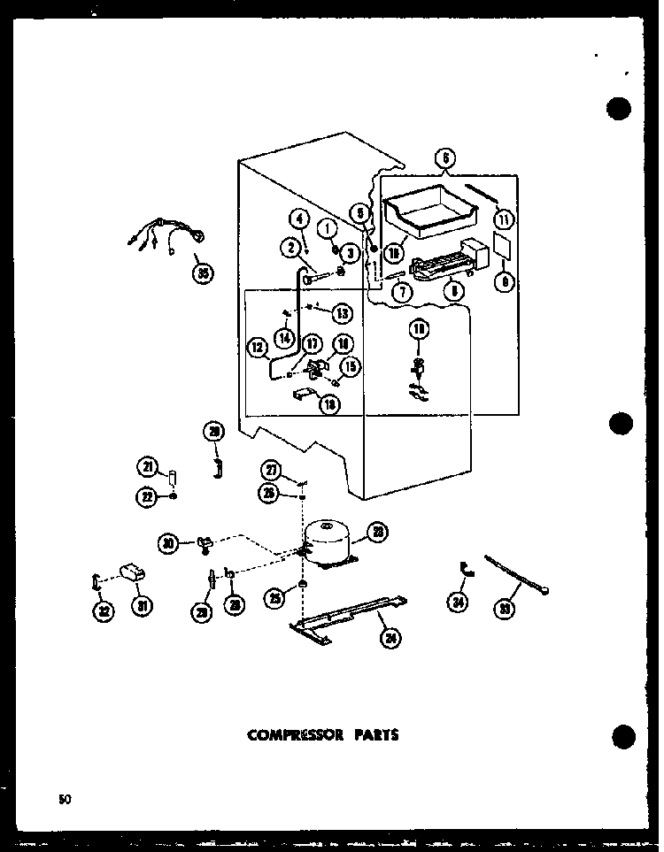 Compressor Parts Diagram and Parts List for ESR17N-A-P60350-52WA  Amana Refrigerator