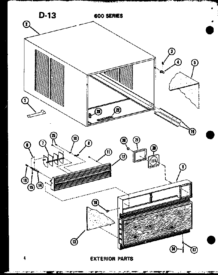 Exterior Parts Diagram and Parts List for ES619-3S P67119-16R Amana Air Conditioner