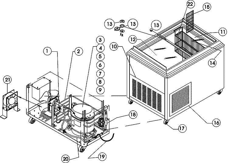 BUNKER FREEZER Diagram and Parts List for CH150 CH150 Amana Refrigerator