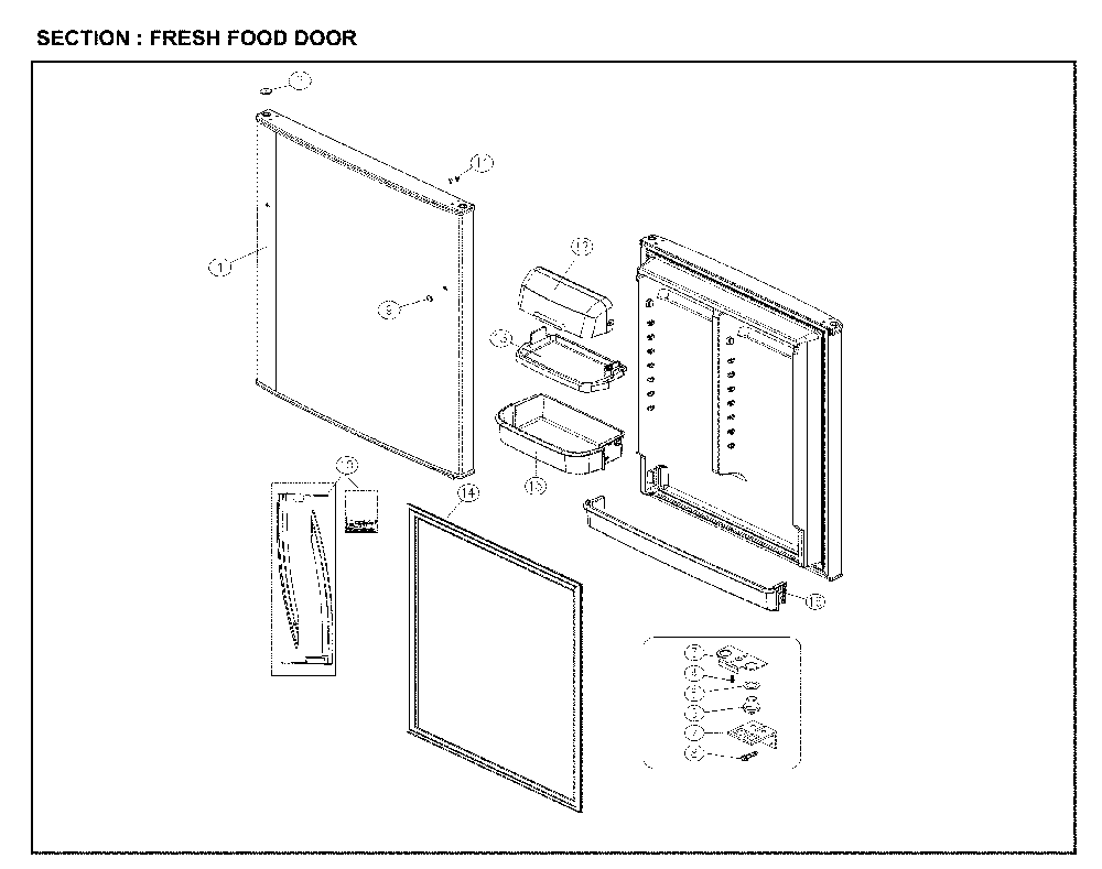 Fresh Food Door Diagram and Parts List for 11161205713  Kenmore Refrigerator
