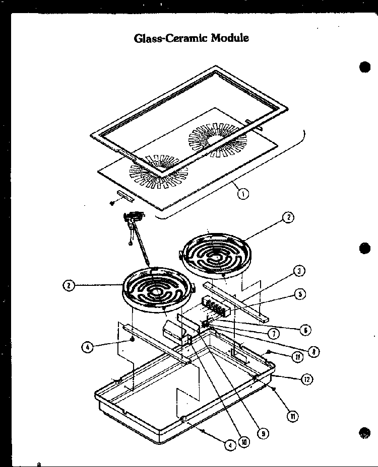 Glass-ceramic Module Diagram and Parts List for AKM-1B-P85549-3S  Amana Range
