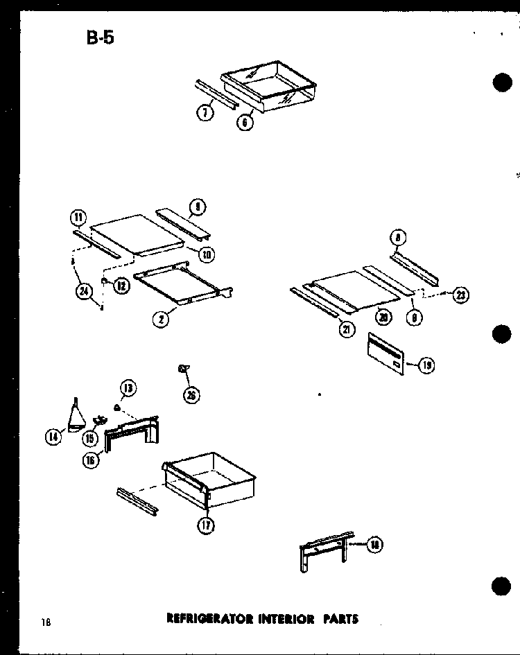 Refrigerator Interior Parts Diagram and Parts List for SR19E-1-G-P74870-22WG  Amana Refrigerator