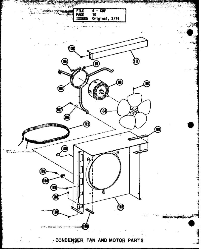 Condenser Fan And Motor Parts Diagram and Parts List for CRF3-1J P55057-4C Amana Air Conditioner