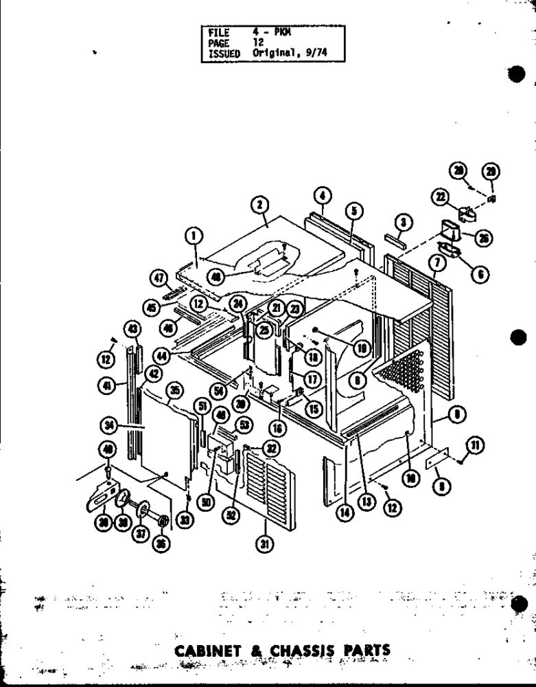 Cabinet And Chassis Parts 2 Diagram and Parts List for PKM3-1H P55196-5C Amana Air Conditioner