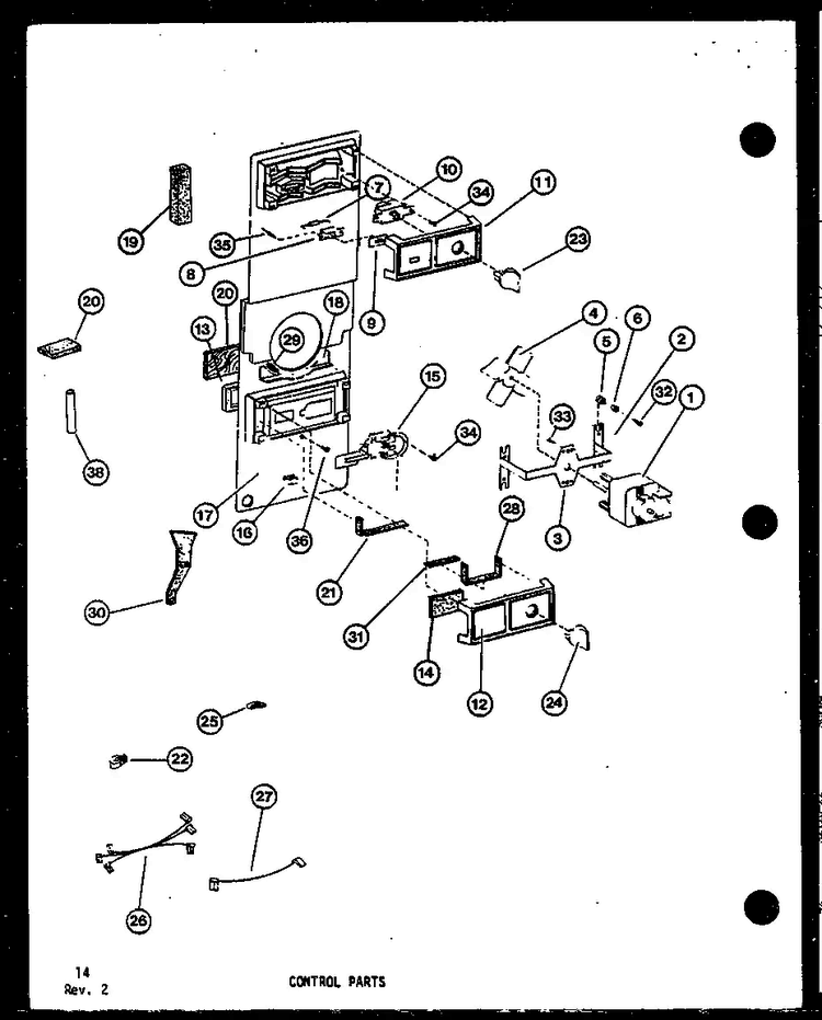 Control Parts Diagram and Parts List for IC5-2-P36415-6W  Amana Refrigerator