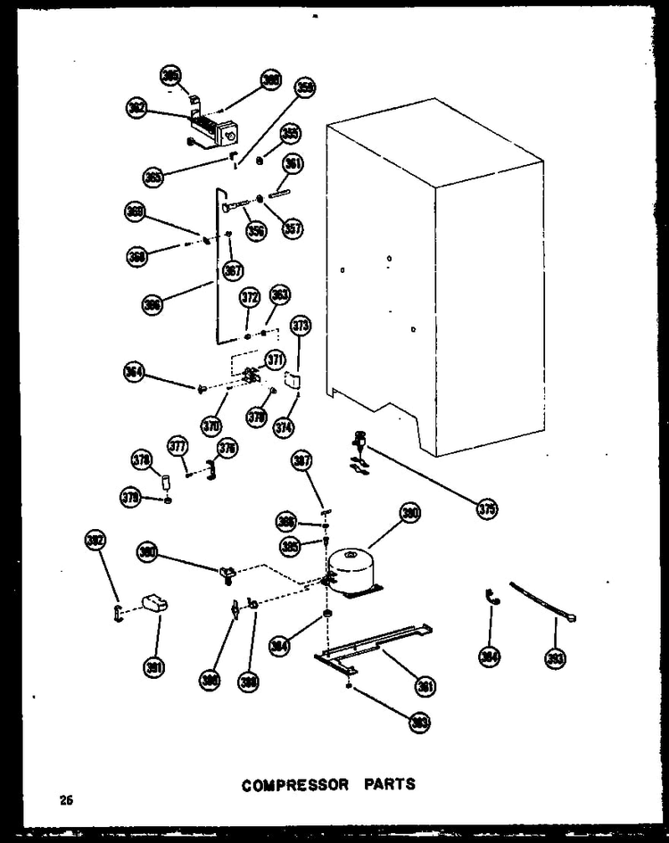 Compressor Parts Diagram and Parts List for SDI22W-C-P60340-74WC  Amana Refrigerator