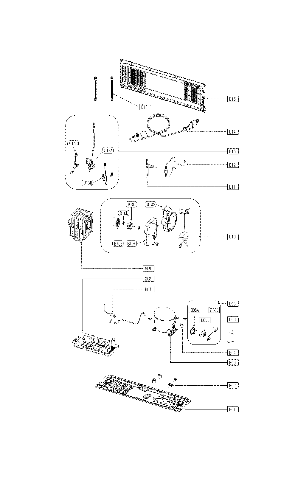 Machine Room Diagram and Parts List for 11173027713  Kenmore Refrigerator