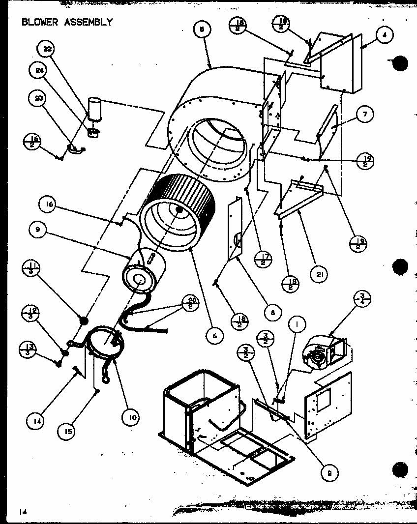 Blower Assembly (spco24001a/p9999101c) (spco30001a/p9999102c) (spco36001a/p9999103c) (spco36003a/p9999104c) Diagram and Parts List for D9836801  Amana Air Conditioner