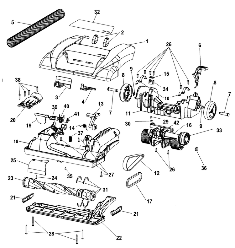 Foot Assembly Diagram and Parts List for U6637-900  Hoover Upright Vacuum