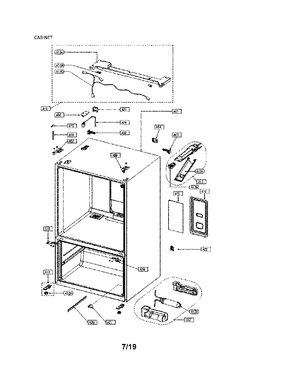 Cabinet Diagram and Parts List for 11173302911  Kenmore Refrigerator