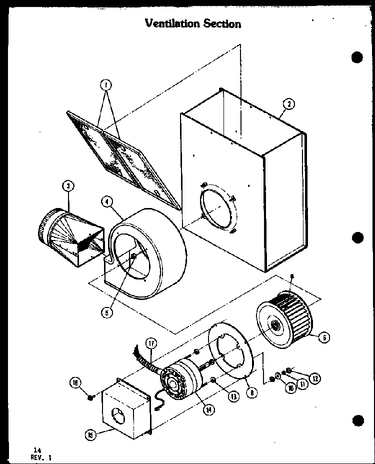 Ventilation Section Diagram and Parts List for AKM-1B-P85549-3S  Amana Range