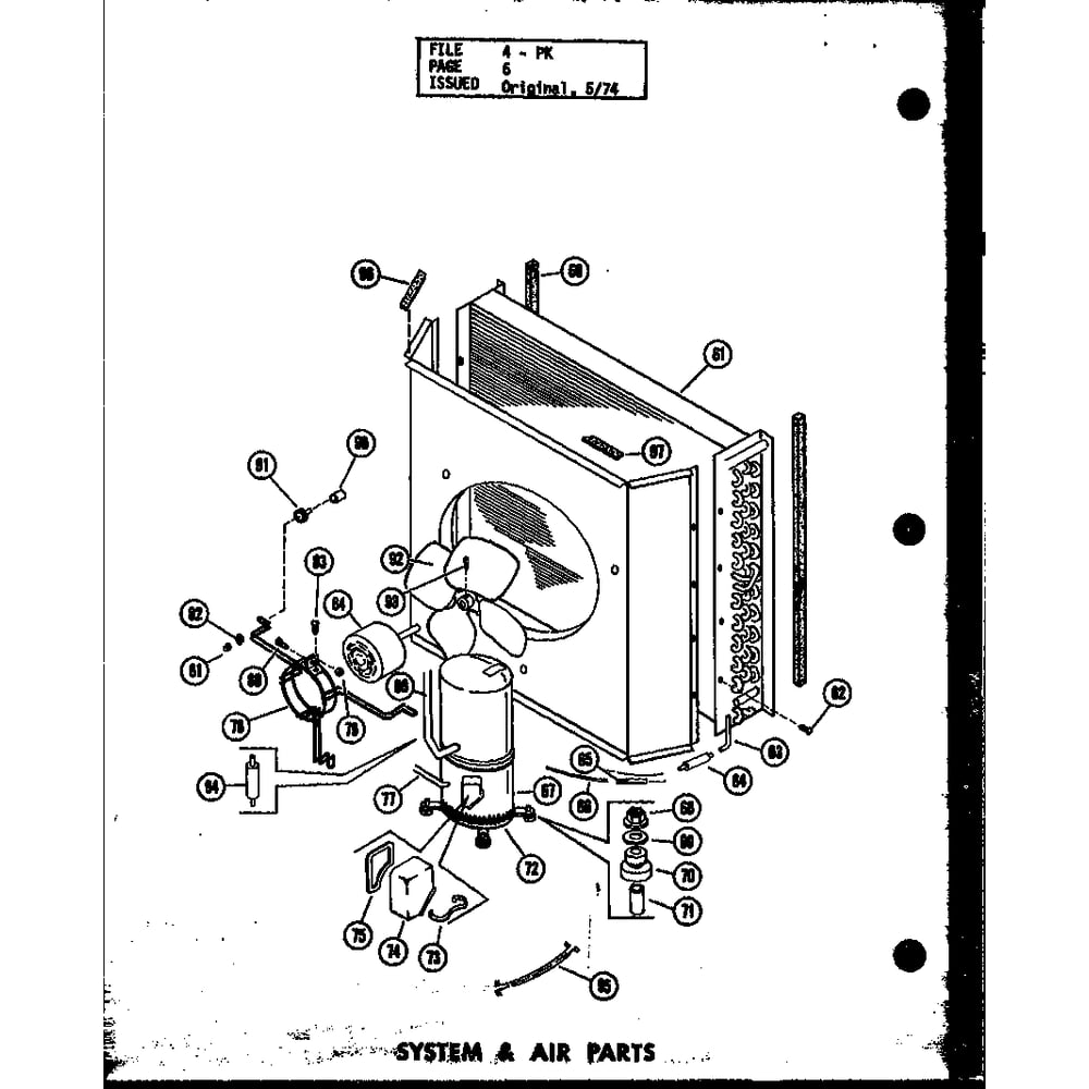 System & Air Parts 1 Diagram and Parts List for PKE3-3H P54565-7C Amana Air Conditioner