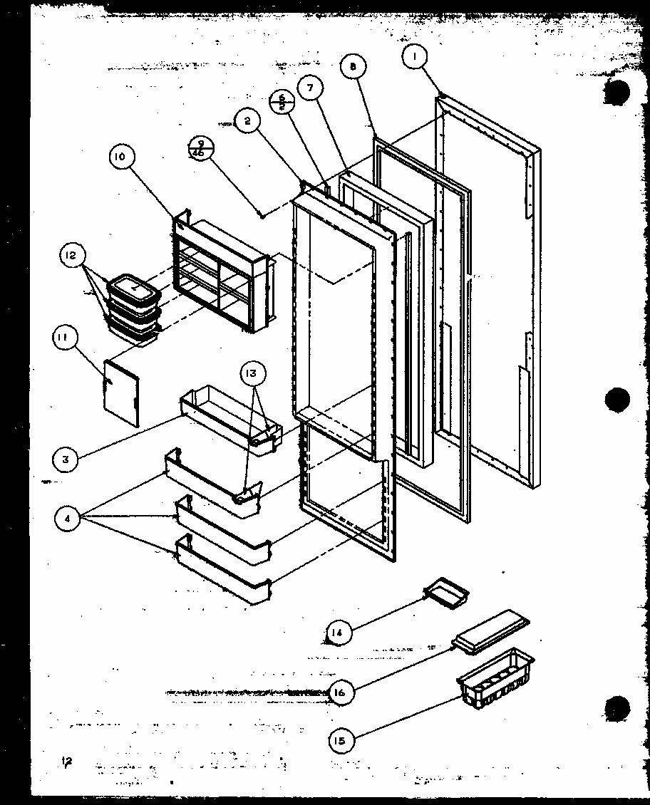 Refrigerator Door (sbi20mw/p1120102ww) (sbd20mw/p1120201ww) Diagram and Parts List for SBI20M-P1120202W  Amana Refrigerator