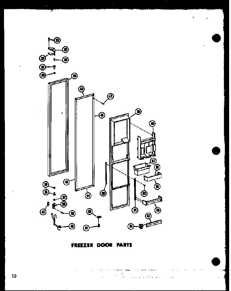 Freezer Door Parts Diagram and Parts List for SD19W-P60340-36W  Amana Refrigerator