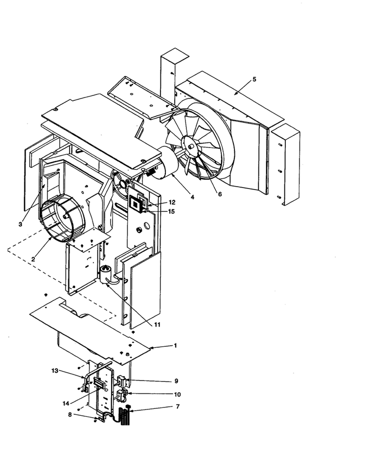 Fan And Control Assembly Diagram and Parts List for RC12010C1DR REV A Amana Air Conditioner