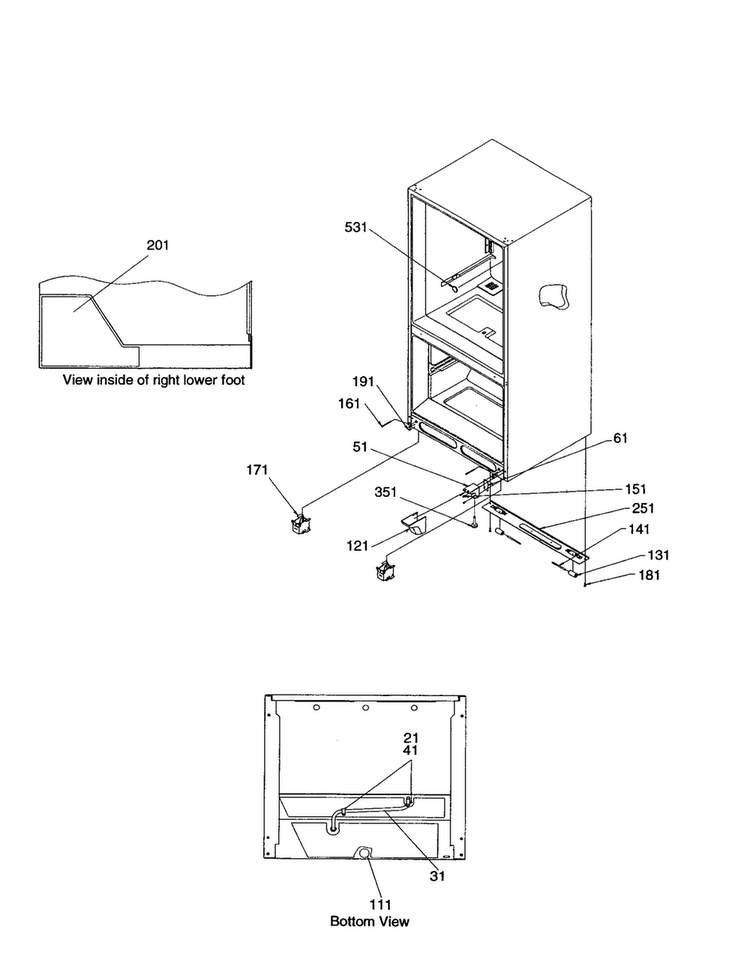 Insulation And Rollers Diagram and Parts List for BX21V2E-P1325031WB  Amana Refrigerator