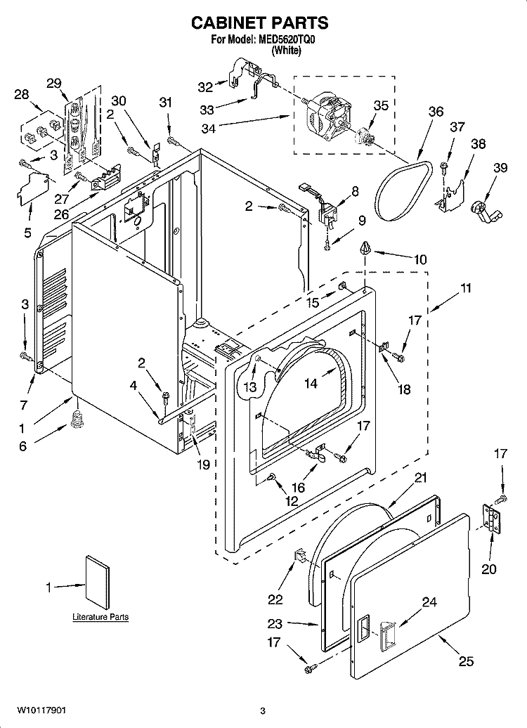 CABINET PARTS Diagram and Parts List for  Maytag Dryer