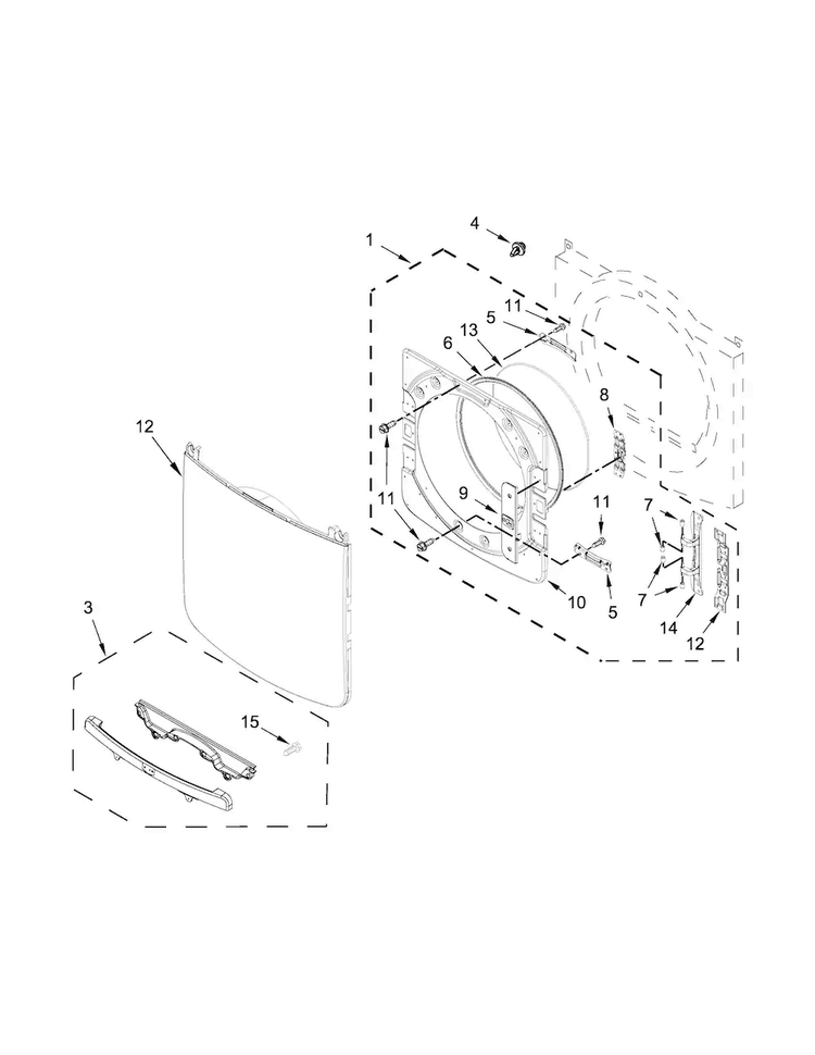 Door Parts Diagram and Parts List for  Maytag Dryer