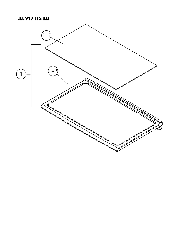 Full Width Shelf Diagram and Parts List for 11160512913  Kenmore Refrigerator